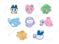 Image 2 of Tamagotchi glitter charms + sticker sheet