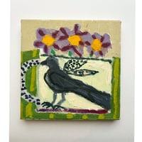 Image 1 of Black birdy cup / oil on canvas 20 x 20 cm 