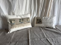 Image 7 of 2 x  GRAPES DESIGN EARLY 20TH CENTURY HAND EMBROIDERED ANTIQUE TURKISH TEXTILE ON CALICO