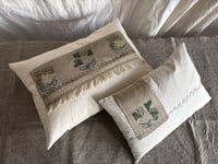 Image 1 of 2 x  GRAPES DESIGN EARLY 20TH CENTURY HAND EMBROIDERED ANTIQUE TURKISH TEXTILE ON CALICO