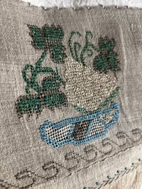 Image 5 of 2 x  GRAPES DESIGN EARLY 20TH CENTURY HAND EMBROIDERED ANTIQUE TURKISH TEXTILE ON CALICO