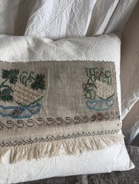 Image 3 of 2 x  GRAPES DESIGN EARLY 20TH CENTURY HAND EMBROIDERED ANTIQUE TURKISH TEXTILE ON CALICO