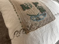 Image 11 of 2 x  GRAPES DESIGN EARLY 20TH CENTURY HAND EMBROIDERED ANTIQUE TURKISH TEXTILE ON CALICO