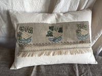 Image 2 of 2 x  GRAPES DESIGN EARLY 20TH CENTURY HAND EMBROIDERED ANTIQUE TURKISH TEXTILE ON CALICO