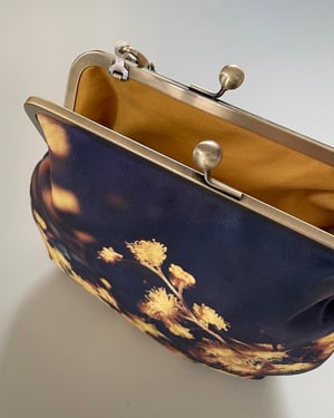 Image of Acacia flowers, large velvet kisslock bag