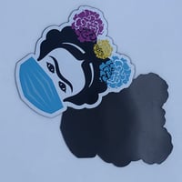 Image 1 of Frida with face mask 3in magnet