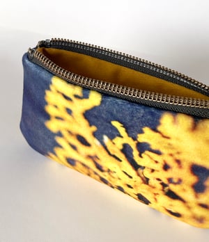 Image of Yellow lichen, mini velvet zipper bag, fits cards
