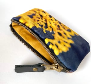 Image of Yellow lichen, mini velvet zipper bag, fits cards