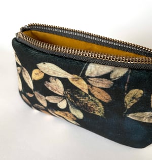 Image of Loch leaf, mini velvet zipper bag, fits cards