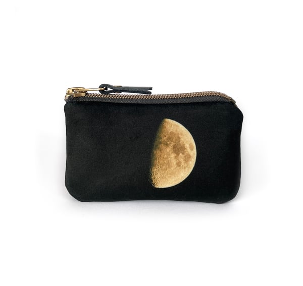 Image of Moon, velvet zipper purse - fits cards