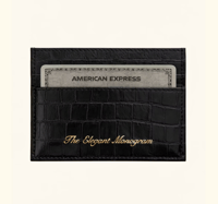 Image 1 of Crocodile Embossed Black Leather Card Holder