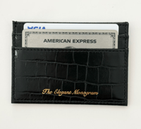 Image 3 of Crocodile Embossed Black Leather Card Holder