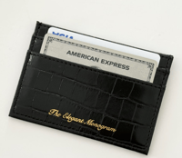 Image 4 of Crocodile Embossed Black Leather Card Holder