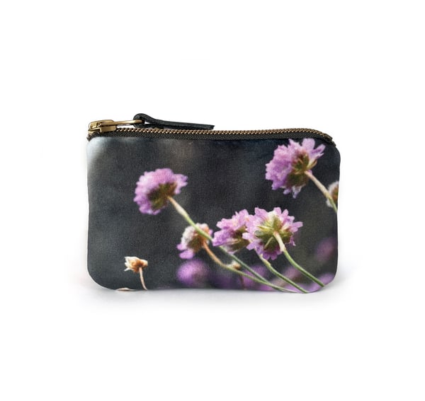 Image of Sea thrift, velvet zipper purse - fits cards