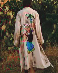 Image 1 of BLA BLA BLA ¥ UPCYCLED  ¥ UNISEX ¥ VINTAGE TRENCHCOAT ¥ IBIZA¥ HANDPAINTED