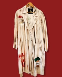 Image 3 of BLA BLA BLA ¥ UPCYCLED  ¥ UNISEX ¥ VINTAGE TRENCHCOAT ¥ IBIZA¥ HANDPAINTED