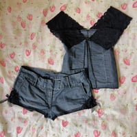 Image 1 of Denim lace top & matching low rise short