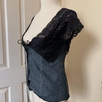 Image 2 of Denim lace top & matching low rise short