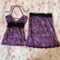 Image 1 of Purple lace halter top & matching low rise skirt 