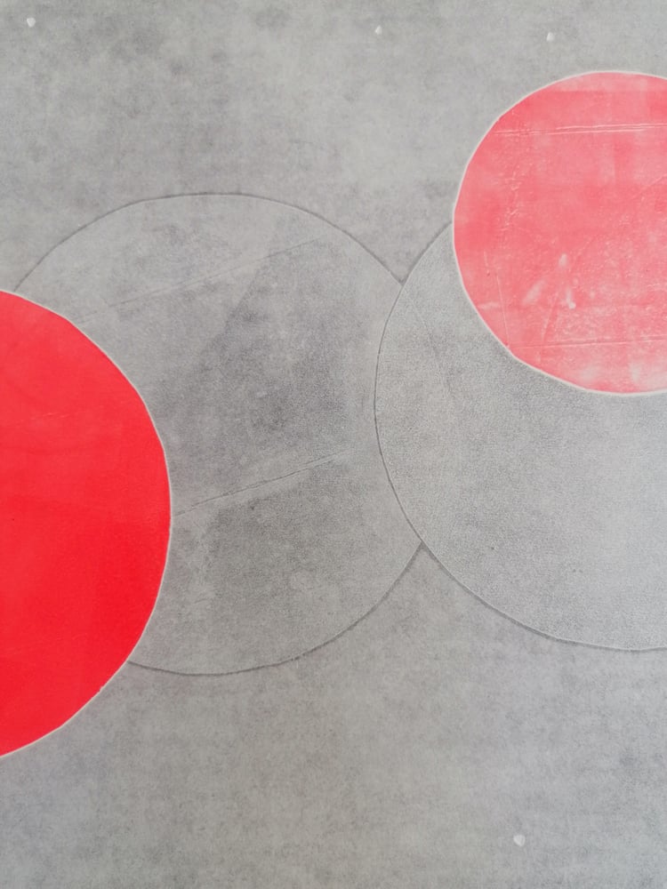 Image of 'Mars' - Planet Monotype Print