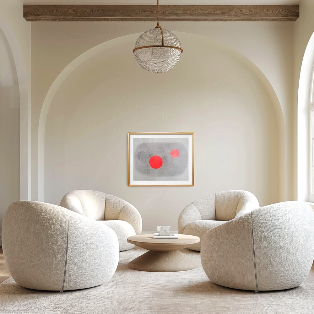 Image of 'Mars' - Planet Monotype Print