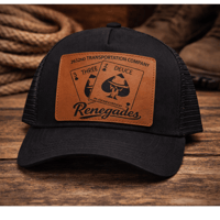 Renegade Faux Leather Patch Hat – Black Trucker / Snapback Cap