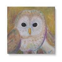 Image 1 of The Owl of Athena — Original Acrylic Painting, 8" × 8" × 1"