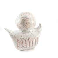 Image 2 of Bohemian Chic Abstract White Ceramic Vase with Flecked Design and Carvings