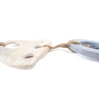 Image 2 of Handcrafted Blue and White Ceramic Wall Hanging - Boho Chic Decor