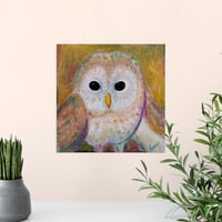 Image 2 of The Owl of Athena — Original Acrylic Painting, 8" × 8" × 1"