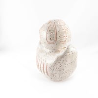 Image 3 of Bohemian Chic Abstract White Ceramic Vase with Flecked Design and Carvings