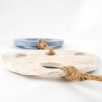 Image 3 of Handcrafted Blue and White Ceramic Wall Hanging - Boho Chic Decor