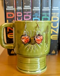 Coral Heart Pendant Earrings
