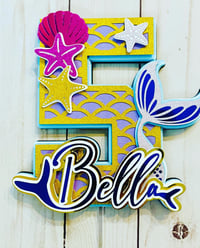 Image 1 of Mermaid Cake Topper, Personalized Cake Topper,