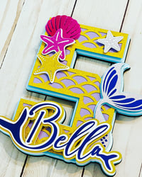 Image 4 of Mermaid Cake Topper, Personalized Cake Topper,