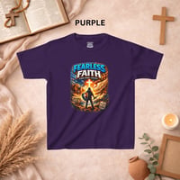 Image 4 of Kids T-Shirt — "Fearless Faith" Christian Graphic Tee (Shield & Cross Design)