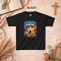 Image 8 of Kids T-Shirt — "Fearless Faith" Christian Graphic Tee (Shield & Cross Design)