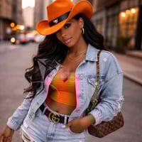 Image 1 of Western Cowboy Hat with Longhorn Buckle Band