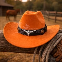 Image 2 of Western Cowboy Hat with Longhorn Buckle Band