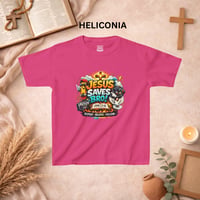Image 4 of Kids T-Shirt — "Jesus Saves Bro!" Colorful Christian Faith Graphic