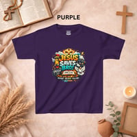 Image 5 of Kids T-Shirt — "Jesus Saves Bro!" Colorful Christian Faith Graphic