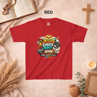 Image 10 of Kids T-Shirt — "Jesus Saves Bro!" Colorful Christian Faith Graphic