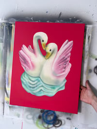 Image 2 of Frozen Swans Original Painting
