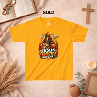 Image 7 of Kids T-Shirt — "Let Jesus Rock Your Soul" Graphic Tee (Youth Christian Rock Design)