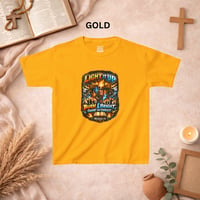 Image 4 of Kids T-Shirt — "Light Up & Burn Bright" Christian Flames Graphic Tee