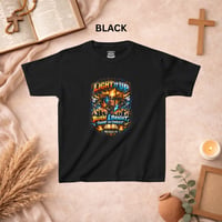 Image 7 of Kids T-Shirt — "Light Up & Burn Bright" Christian Flames Graphic Tee