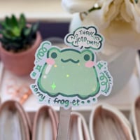 Image 1 of I Frog-et No Thoughts Head Empty Holographic Die-Cut Sticker