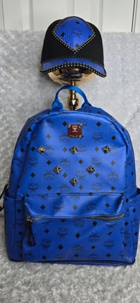 Image 1 of Blue Large Backpack and hat