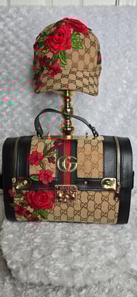 Image 1 of Brown Doctor Bag & hat w/ Roses