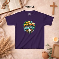 Image 4 of Kids T‑Shirt — "Not Perfect Just Forgiven" Christian Graphic Tee